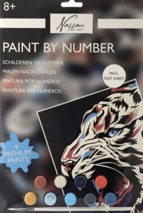 Nassau Fine Art - Paint By Numbers Kit - Ark Og 9 Farver - Tiger