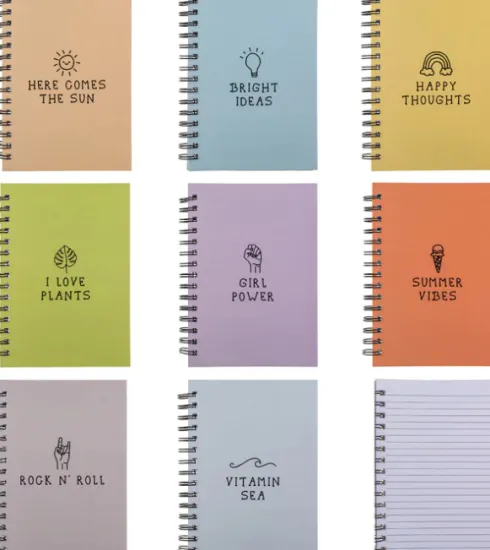 Notesbog Med Spiralryg - A5 - Linjeret - 107 Sider - Assorteret