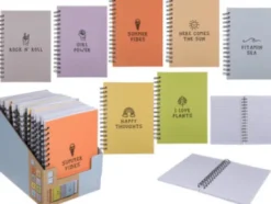 Notesbog Med Spiralryg - A5 - Linjeret - 107 Sider - Assorteret