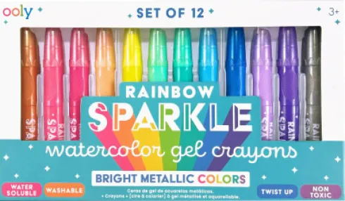 Ooly - Gel Farvekridt 12 Stk - Rainbow Sparkle Watercolor Metallic