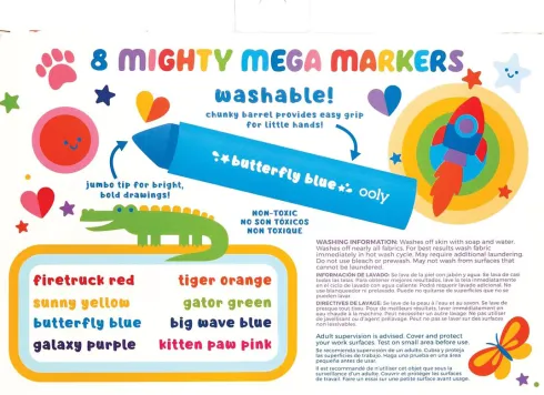 Ooly - Mega Tusser 8 Stk - Afvaskelige