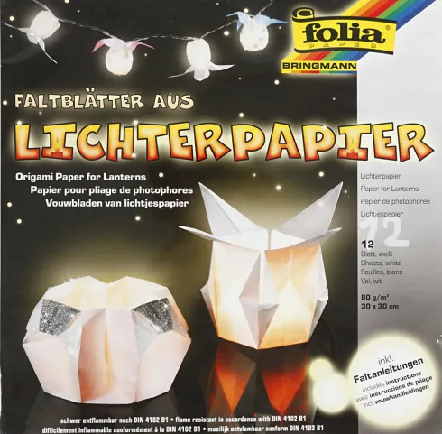 Origami Papir - Str. 30X30 CM - 80 G - Hvid - 12 Ark
