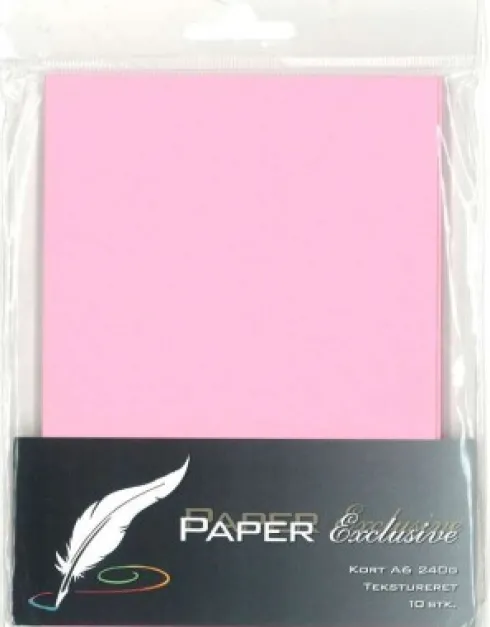 Paper Exclusive - Kort - A6 - 240G - Lyserød Tekstureret - 10 Stk