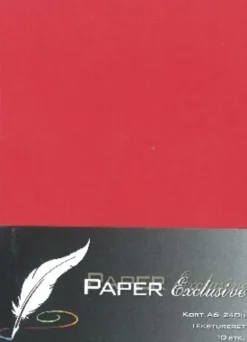 Paper Exclusive - Kort A6 240G Rød Tekstureret 10Stk. - 918 - Paper Exclusive