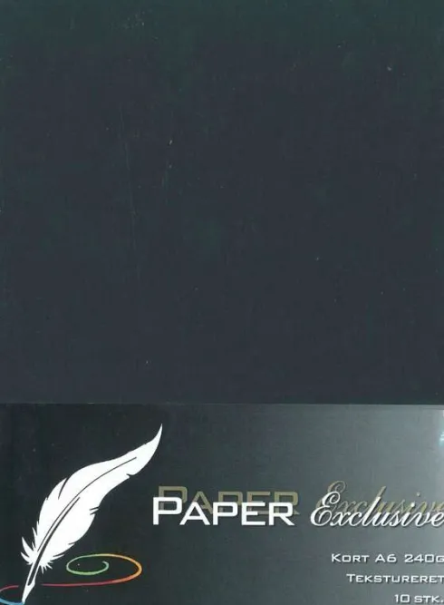 Paper Exclusive - Kort - A6 - 240G - Sort Tekstureret - 10 Stk
