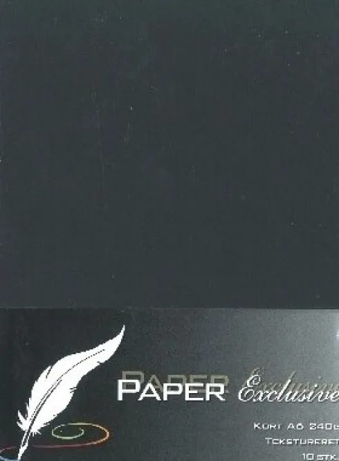 Paper Exclusive - Kort - A6 - 240G - Sort Tekstureret - 10 Stk