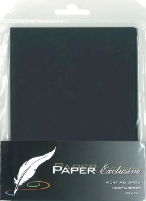 Paper Exclusive - Kort - A6 - 240G - Sort Tekstureret - 10 Stk