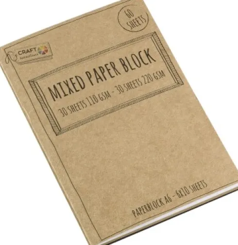 Papirblok A6 - 60 Ark - 110 / 220 G - Kulørt Papir - Craft Sensations