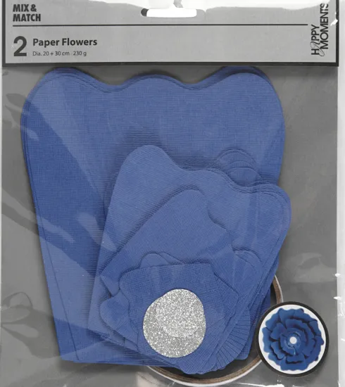 Papirblomster - Ø 15+25 CM - 230 G - Blå - 2 Stk