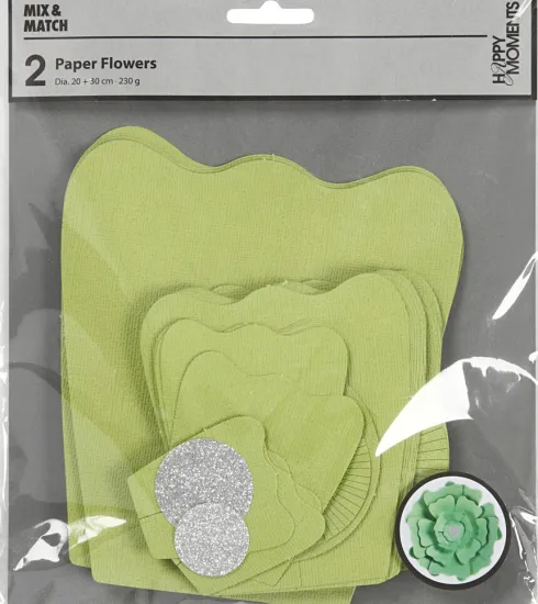 Papirblomster - Ø 15+25 CM - 230 G - Grøn - 2 Stk