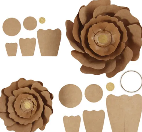 Papirblomster - Ø 15+25 CM - Natur - 2 Stk