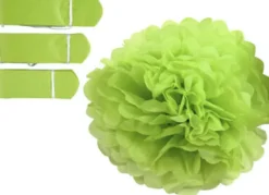 Papir Pomponer - Ø 20+24+30 CM - 16 G - Limegrøn - 3 Stk