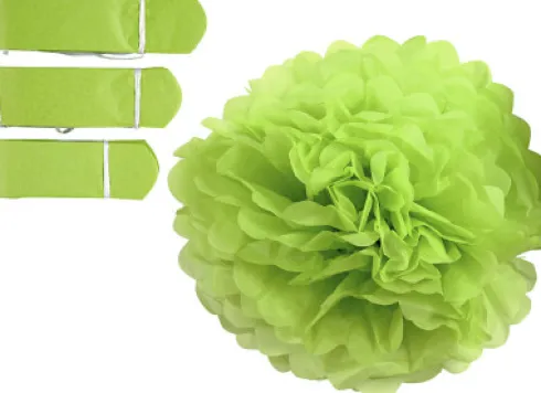 Papir Pomponer - Ø 20+24+30 CM - 16 G - Limegrøn - 3 Stk