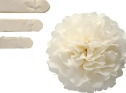 Papir Pomponer - Ø 20+24+30 CM - 16 G - Råhvid - 3 Stk