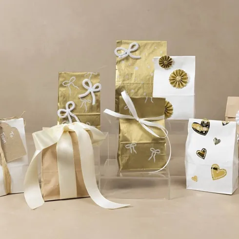 Papirposer - Guld - 22.5X6,5X11 CM - 50 G - 10 Stk