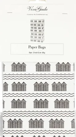 Papirposer - Sort Hvid - 21X6X12 CM - 80 G - 10 Stk