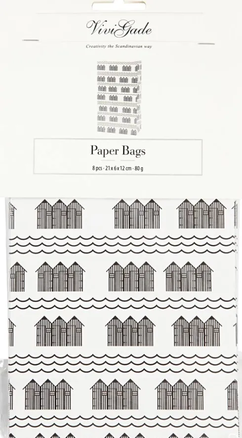 Papirposer - Sort Hvid - 21X6X12 CM - 80 G - 10 Stk