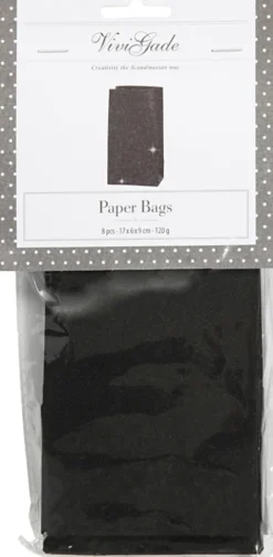 Papirposer - Sort - 17X6X9 CM - 170 G - 8 Stk