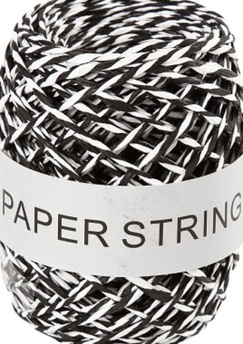 Papirsnor - Tykkelse 1 MM - Sort/Hvid - 50 M