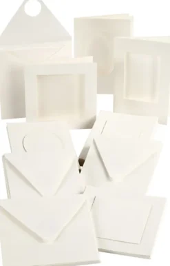 Passepartoutkort - Kort Str. 10,5X15 + 12,5X12,5 CM - Indhold Kan Variere - Råhvid - 50 Sæt
