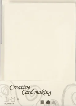 Passepartoutkort Med Kuvert - Rektangulær - Kort Str. 10,5X15 CM - Kuvert Str. 11,5X16,5 CM - Råhvid - 10 Sæt