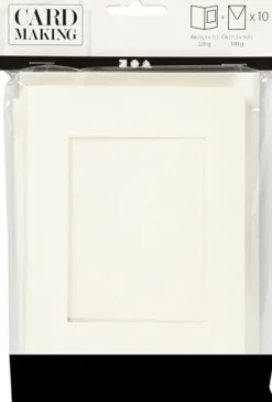 Passepartoutkort Med Kuvert - Rektangulær - Kort Str. 10,5X15 CM - Kuvert Str. 11,5X16,5 CM - Råhvid - 10 Sæt