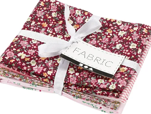 Patchworkstof - Str. 45X55 CM - 100 G - Rosa - 4 Stk./ 1 Bundt