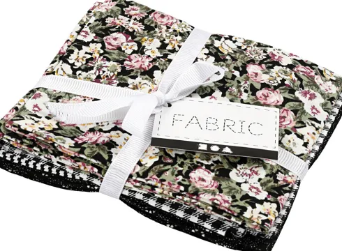 Patchworkstof - Str. 45X55 CM - 100 G - Sort - 4 Stk./ 1 Bundt