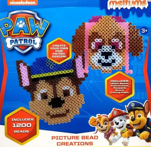 Paw Patrol Perleplader Med 1200 Stk Perler - Chase+Skye