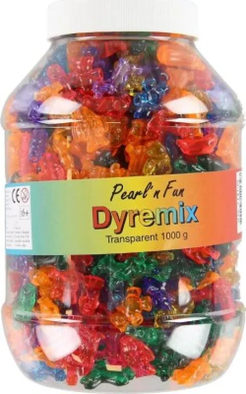 Pearl 'N Fun Perler - Dyr - Transparent - 25 MM - 1000 G I Bøtte