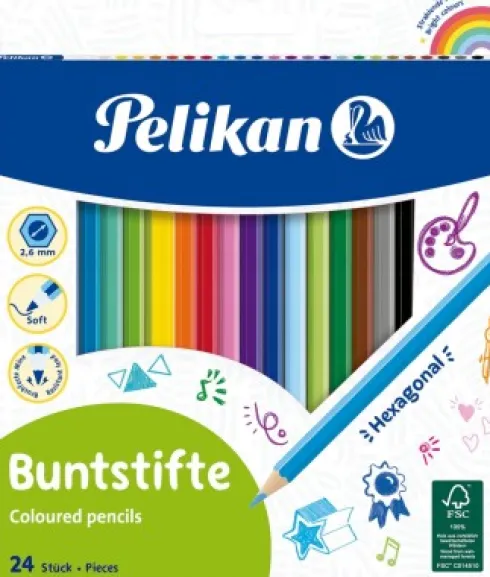 Pelikan - Farveblyanter - Sekskantet - 24 Farver