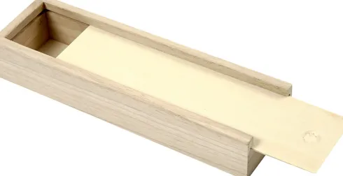 Penalhus - DIY - Mal Selv Trææske Med Låg - 20X6X3,5 CM