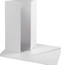 Perlemorskort Med Kuvert - Kort Str. 10,5X15 CM - Kuvert Str. 11,5X16,5 CM - 230+120 G - Hvid - 10 Sæt