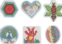 Perleplade - Oval Hjerte Hexagon Cirkel Firkant Stjerne - 6 Stk