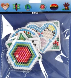 Perleplade - Oval Hjerte Hexagon Cirkel Firkant Stjerne - 6 Stk