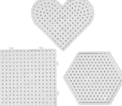 Perleplade Sæt - Hjerte Hexagon Og Firkant - Jumbo - Klar - 6 Stk