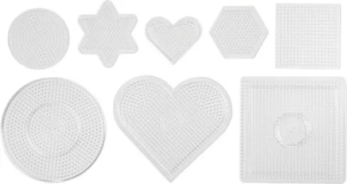 Perlepladesæt - Str. 7-15 CM - Medium - Klar - 8 Stk. - Nabbi