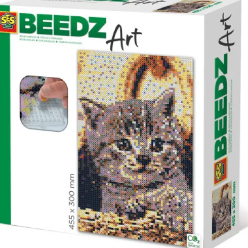 Perler Og Perleplader Sæt - Kat - Ses Creative - Beedz Art