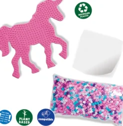 Perler Og Perleplade Sæt - Enhjørning - Ses Creative - Green Beedz