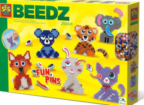 Perler Og Perleplade Sæt - Fun Pins Dyr - Ses Creative - Beedz