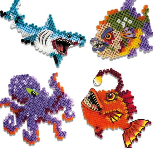 Perler Og Perleplade Sæt - Havets Skrækdyr - Ses Creative - Beedz