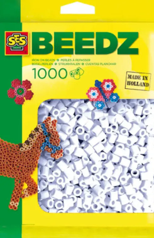 Perler Til Perleplader - 1.000 Stk. - Hvide - Ses Creative - Beedz