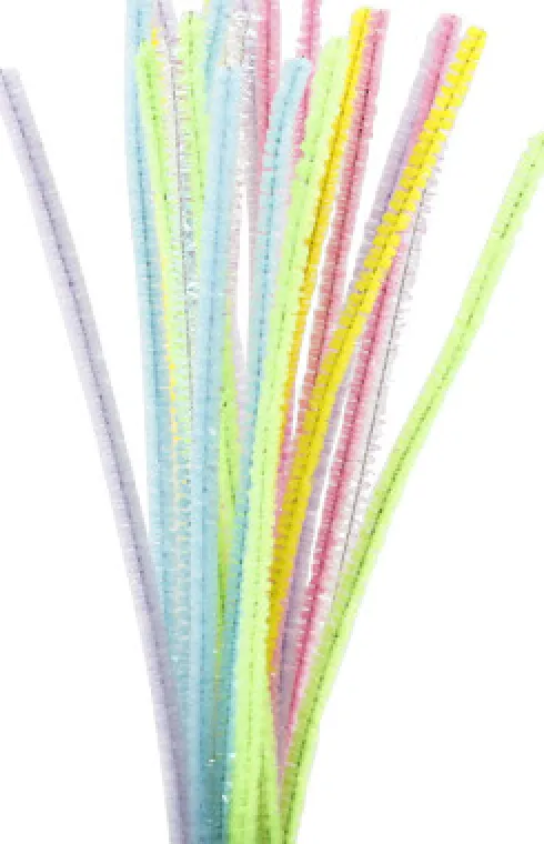 Piberensere - L 30 CM - B 6 MM - Glitter - Pastelfarver - 24 Stk