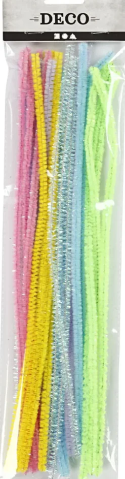 Piberensere - L 30 CM - B 6 MM - Glitter - Pastelfarver - 24 Stk