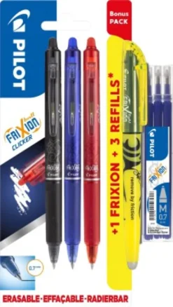 Pilot - Frixion Clicker Pens M/Klik 0,7 Bonuspakke 3+Light+Refillset