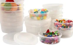 Plastbøtte Med Låg - H 24 MM - Ø 68 MM - 45 ML - 20 Stk
