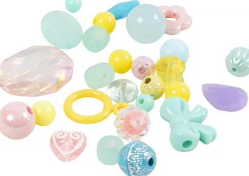 Plastperler - Ø 5-35Mm - Hulstr. 1-8Mm. - Assorterede Farver - 700 ML