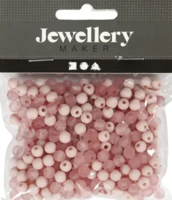 Plastperler - Ø 6 MM - Hulstr. 2 MM - Rosa - 40 G