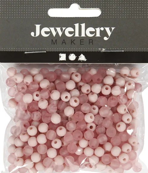 Plastperler - Ø 6 MM - Hulstr. 2 MM - Rosa - 40 G