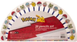 Pokémon - Farveblyanter Sæt Med Viskelæder - 20 Dele